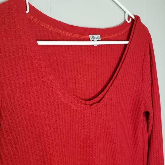 3 for $25 Kismet Red Waffle Long Sleeve Top Shirt Small - Picture 4 of 8